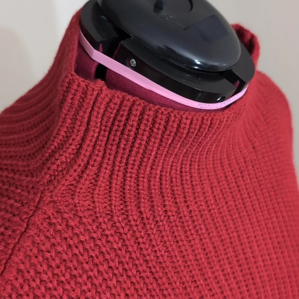 Joe Fresh| NWT Red Long Sleeve Mock Neck Midi Knit Sweater Dress - Picture 6 of 13